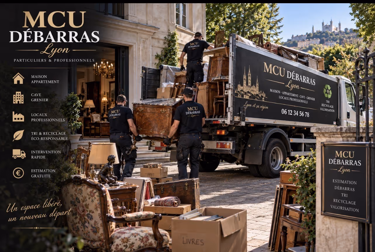 Équipe MCU Débarras chargeant du mobilier ancien dans le camion
